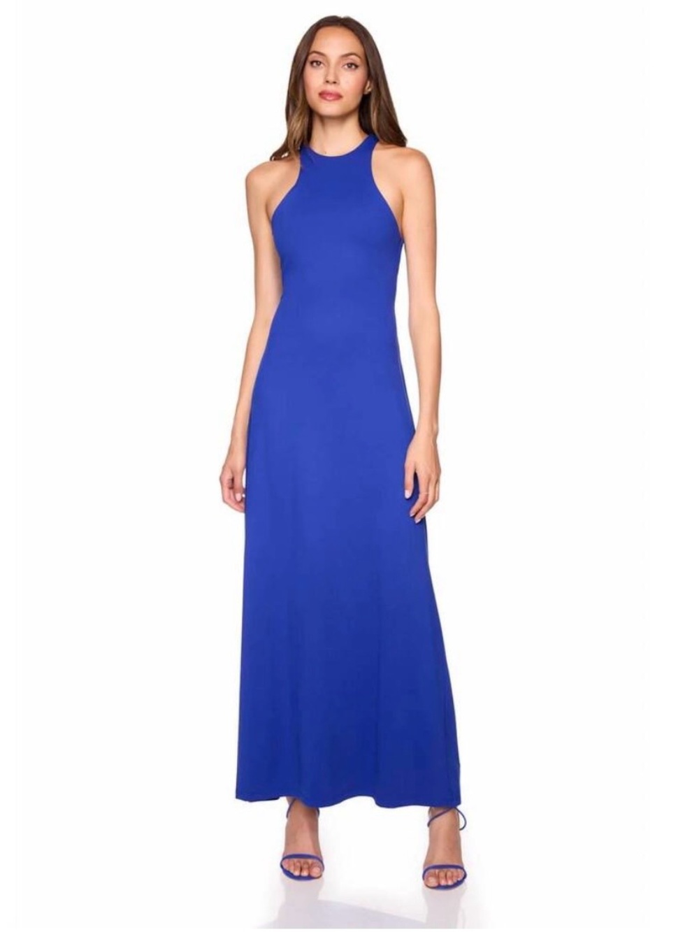 Lapis Cobalt Blue Halter-Neck Racer Back Maxi Dress, Susana Monaco, XS